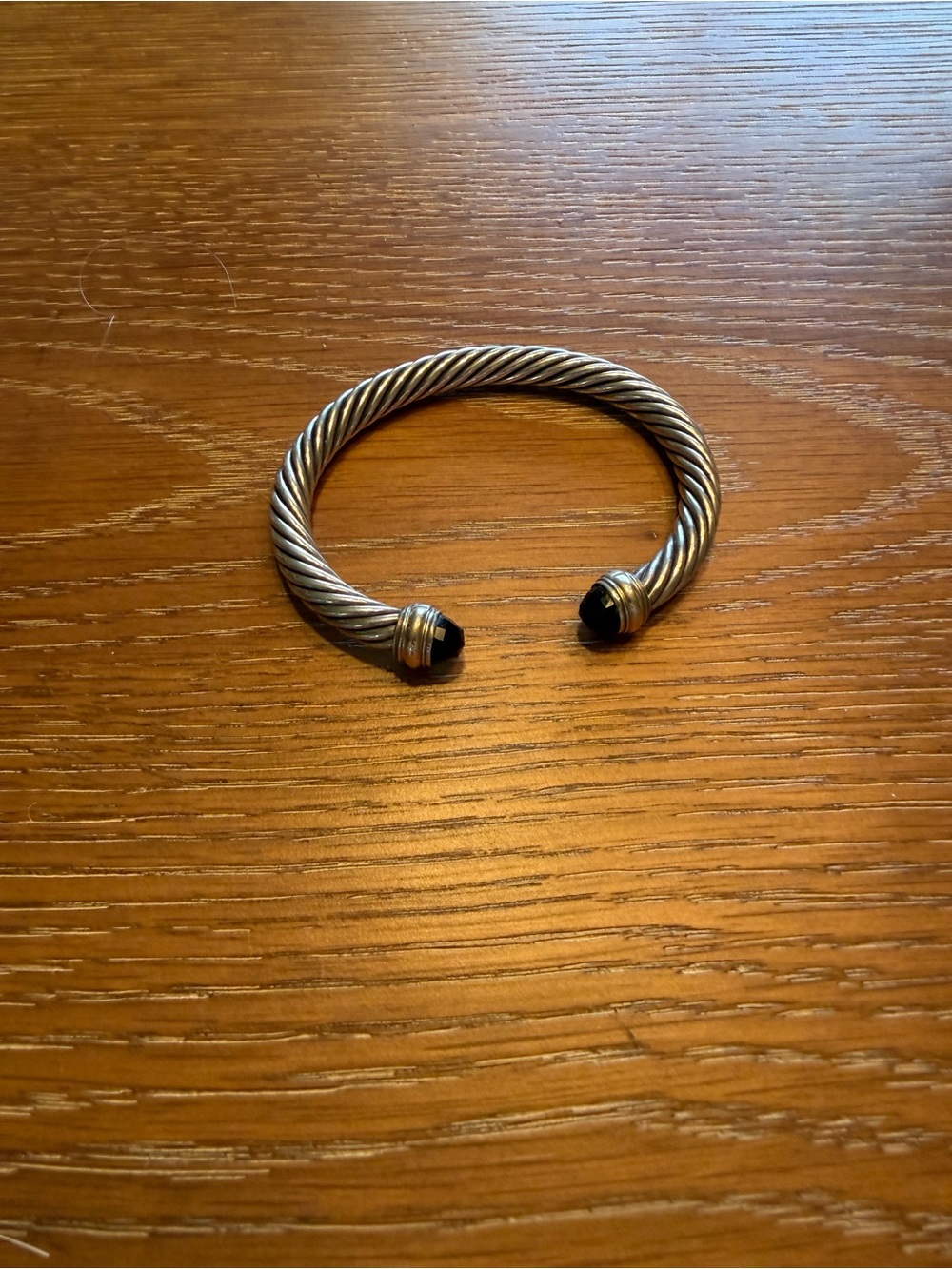 David Yurman Sterling-Style Twisted Cable Cuff with Black Onyx End Caps